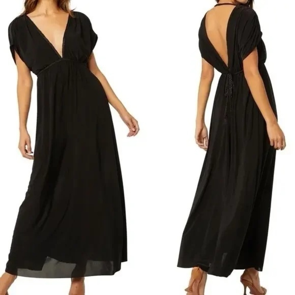 NWT Misa Los Angeles Long maxi Black  Dress XS Open Back